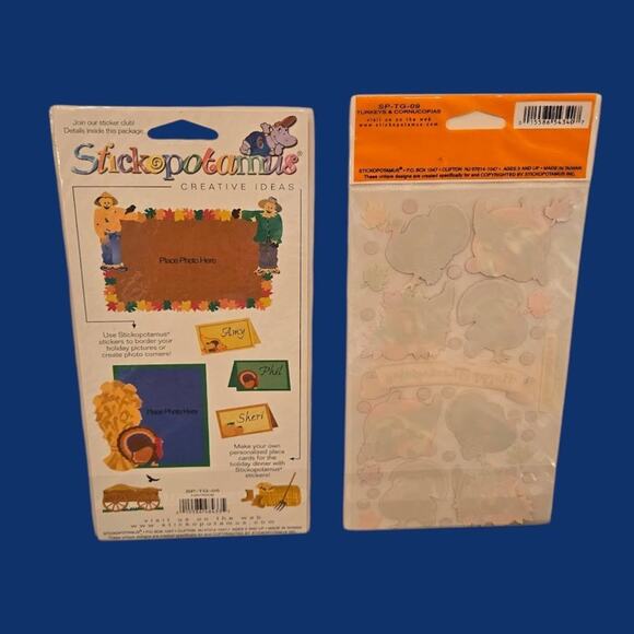 Vintage Stickopotamus Binder Stickers Hayride Turkeys & Cornucopias Thanksgiving - Picture 5 of 5